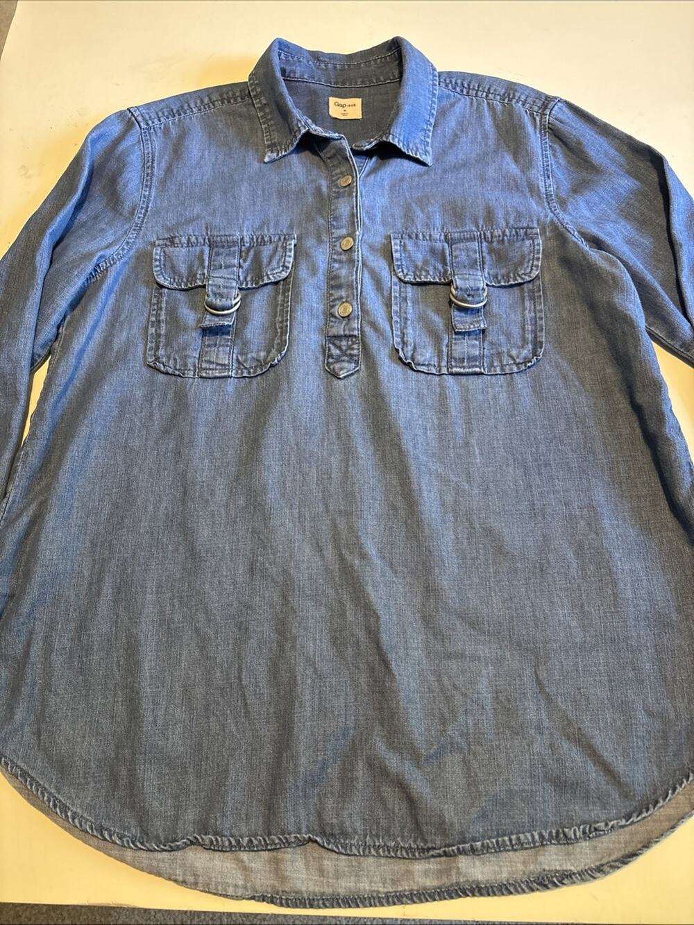 Gap 1969 M D Ring Utility Denim Blouse Buckle Pockets, Preppy, Y2K, 90’s, EUC
